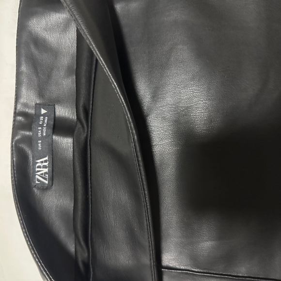 Zara Black Leather Skirt S - Picture 2 of 3